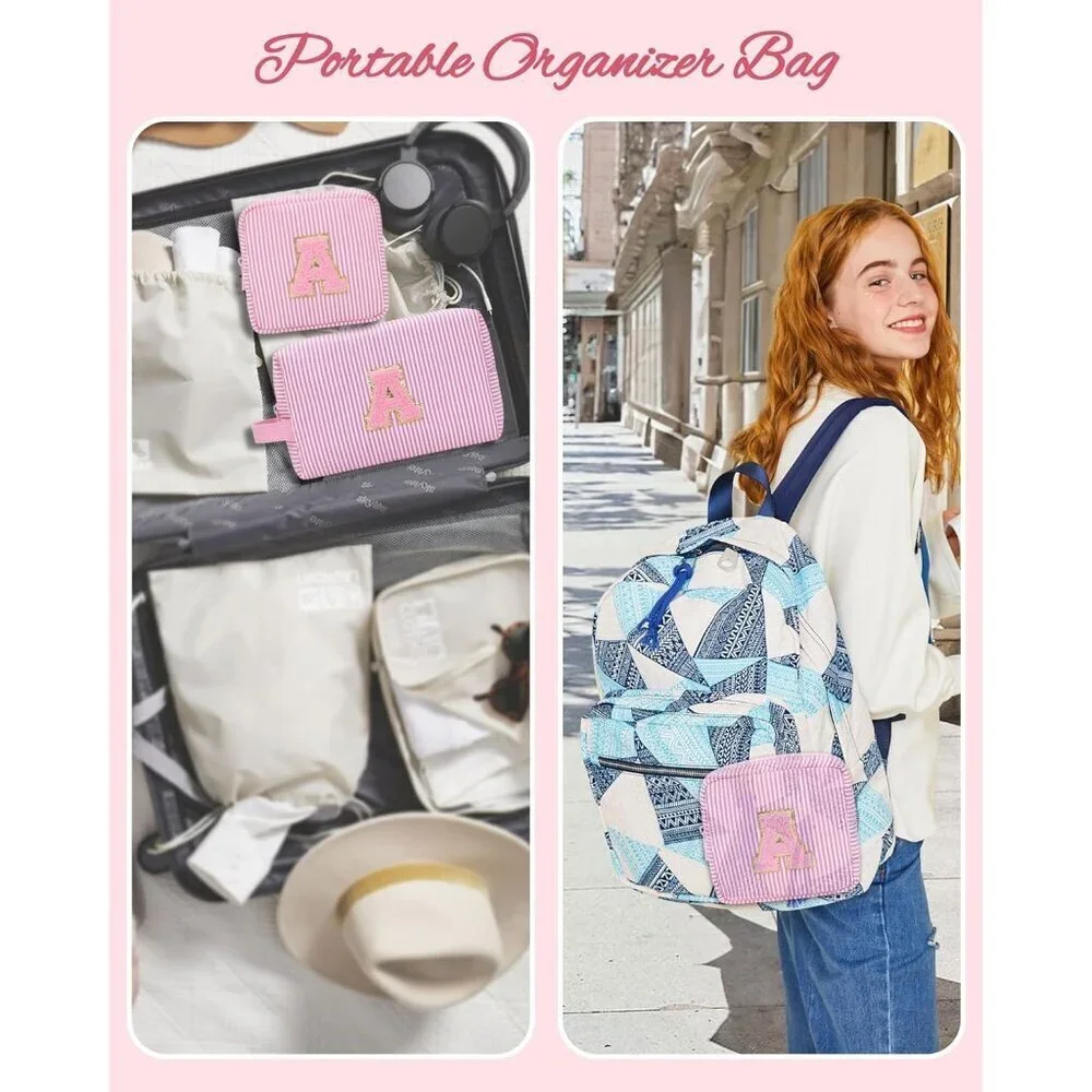 Initial Makeup Bag for Girls&Women,Personalized Make Up Case for Girlfriend Grad